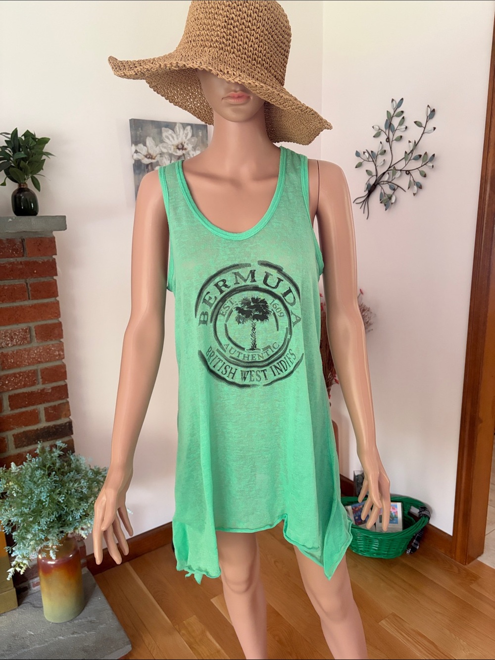 Bermuda Graphic Tank Top - Mint Green Beach Coverup